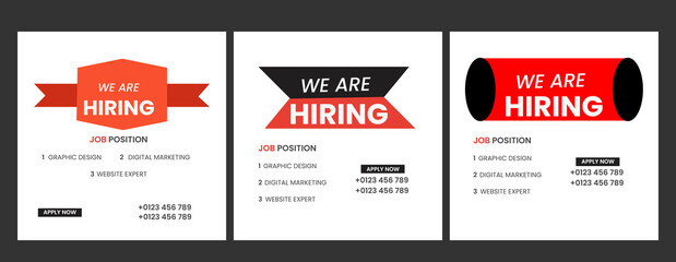 Modern We Are Hiring Instagram Post – Job Vacancy Social Media Banner Template, Creative Hiring Social Media Post – Job Recruitment Instagram Banner Template