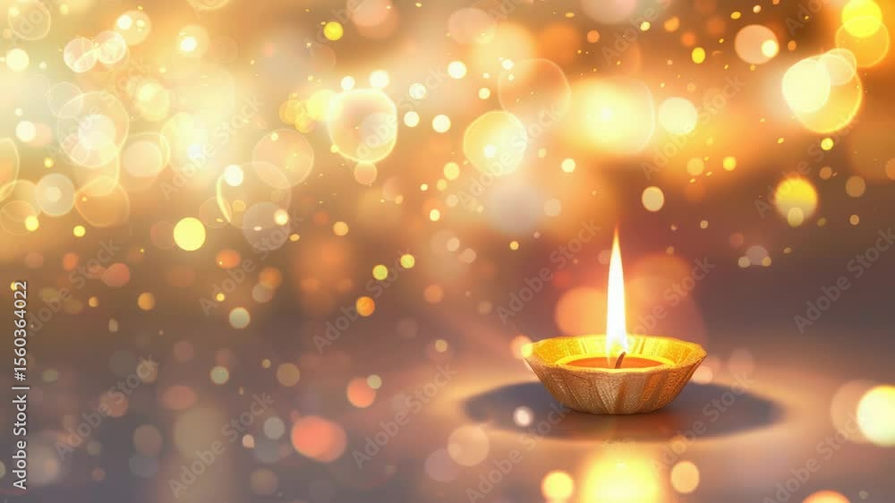 Poster A single lit candle placed on top of a table with a simple and elegant setup