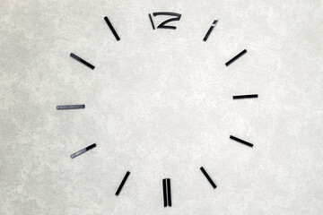 Wall clock concept: only numbers, no hands or mechanism, perfect for personalization and ideas.