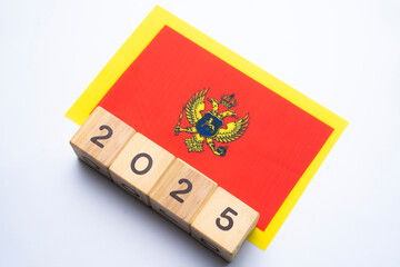 2025, Montenegro, Montenegro flag with date block, Concept, Important events for Montenegro the new...