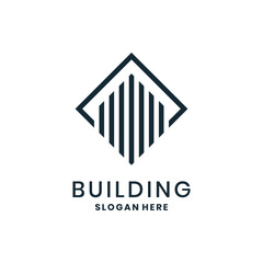 Modern geometric building logo design with lines