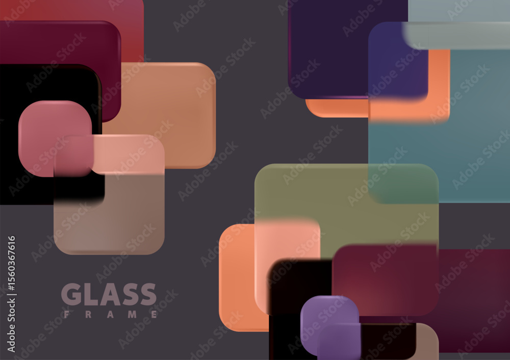 Aufkleber glass squares and rectangles. abstract background with geometric shapes.