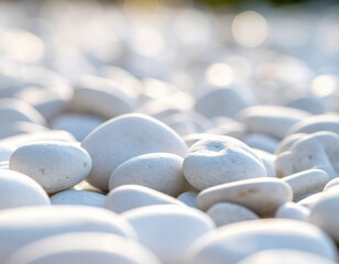 Fototapeta premium Close-Up Macro Shot of Smooth White Gravel on a Soft Ground Surface
