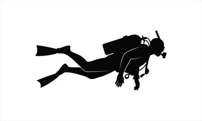 Obraz premium Scuba diver exploring underwater world in a striking silhouette