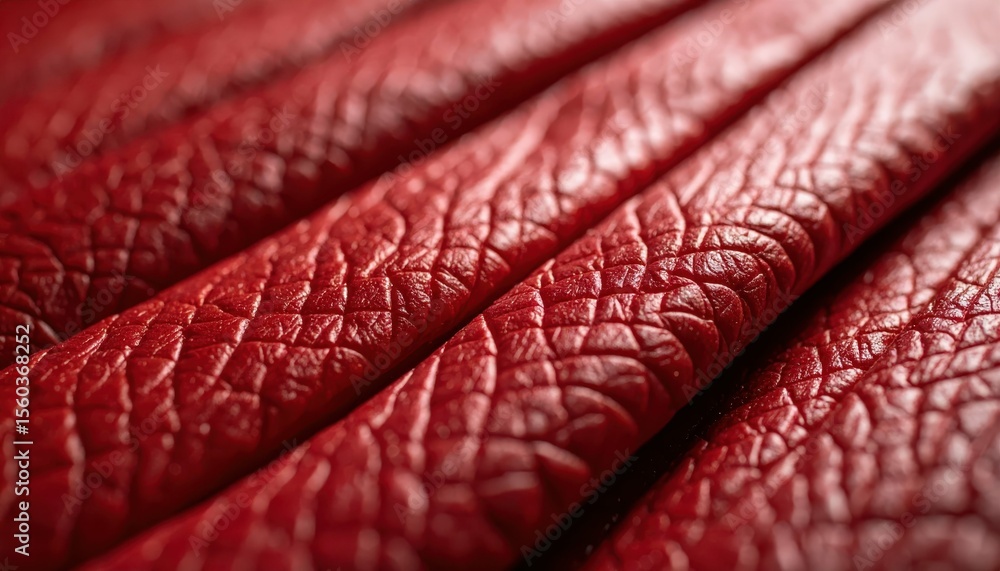 Poster intricate close-up view of textured muscle tissue patterns in red