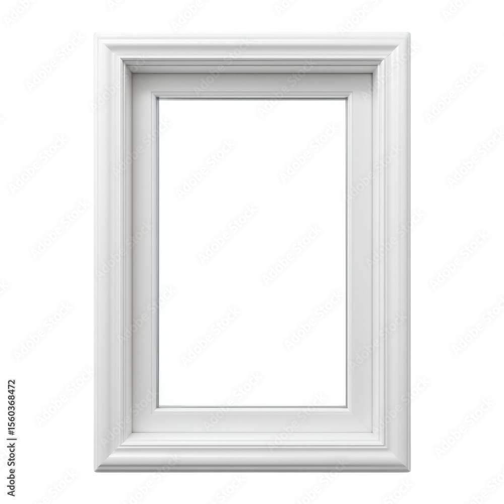 Poster elegant white frame for artwork display with blank space for customization and personalization trans