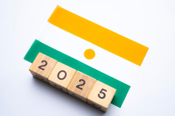 2025, Niger, Niger flag with date block, Concept, Important events for Niger the new year, election, economy, social activities, central bank, Niger foreign policy