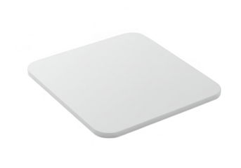 A blank white square surface isolated on transparent background provides a clean and modern display platform