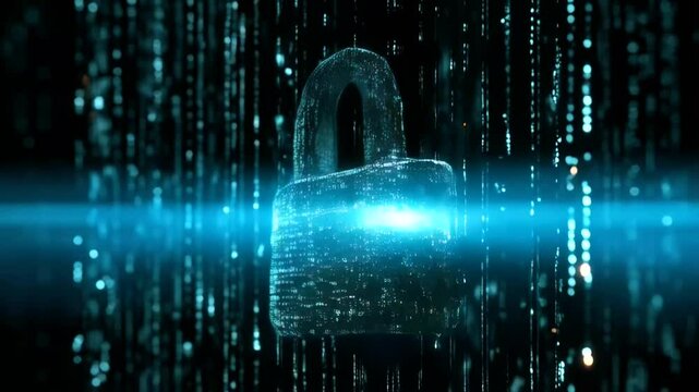 Digital lock graphic with binary code