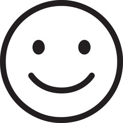 A simple black and white emoji style smiley face with a subtle clean silhouette design