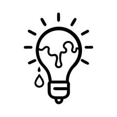 Creative Light Bulb Icon – Melting Idea Concept Outline Illustration