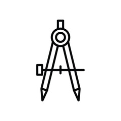 Simple black line drawing of a drafting compass tool on a white background