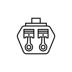 Simple outline icon of a v twin engine with two pistons and connecting rods
