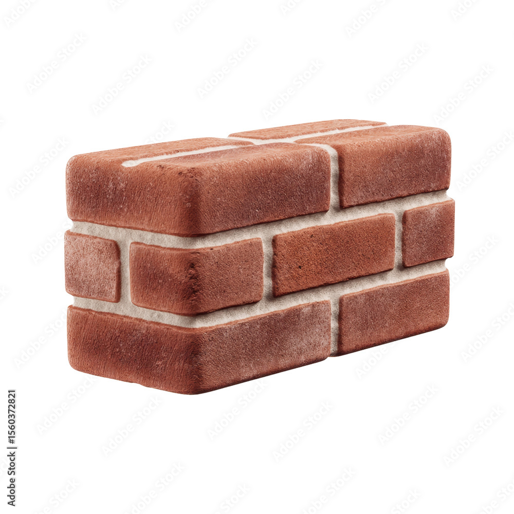 Poster realistic red brick block with texture ideal for construction and exterior design projects transpare