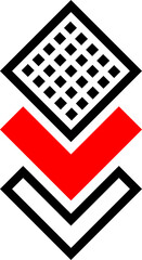 Red and Black geometric designs.
