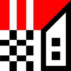Red and Black geometric designs.
