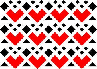 Red and Black geometric designs.