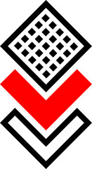 Red and Black geometric designs.