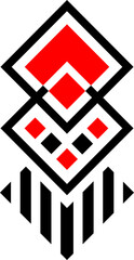 Red and Black geometric designs.