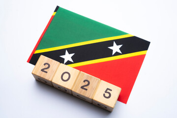 2025, Saint Vincent and the Grenadines flag with date block, Concept, Important events for Saint Vincent and the Grenadines the new year, election, economy, social activities, central bank
