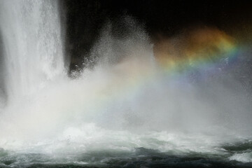 Close View of La Fortuna Waterfall in Costa Rica With Rainbow