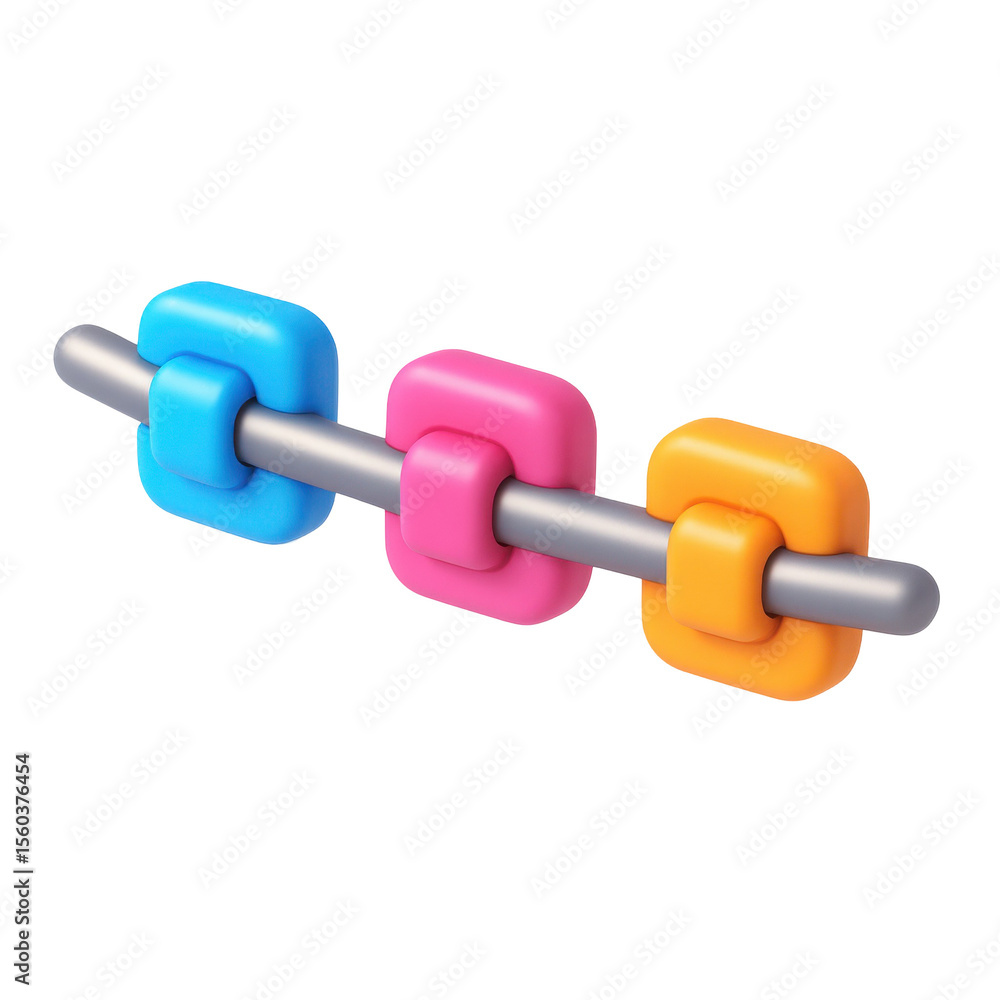 Poster colorful 3d plastic icons linked together creating a vibrant and playful design element for digital 