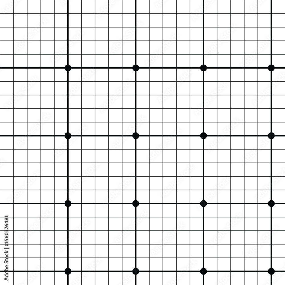 Poster grid pattern with black dots at intersections isolated on white background