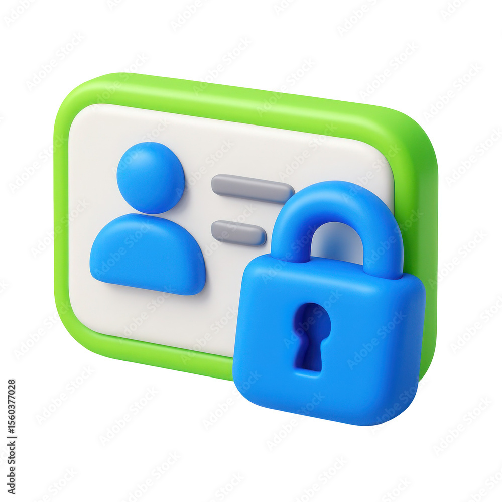 Aufkleber 3d icon in plastic style representing a user profile with a lock symbol, illustrating concepts of se