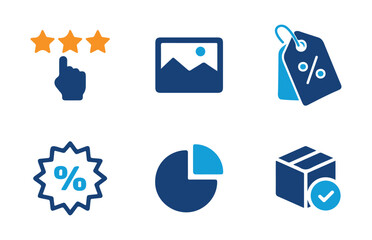 Blue color e-commerce, online website icon. Web icons. Shopping symbol. Vector illustration eps 10