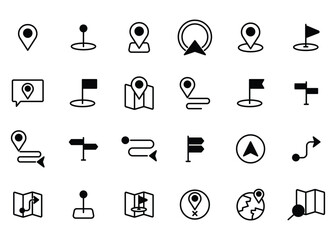 Map pin icons set vector. Location pin icon. Map marker pointer icons set .
