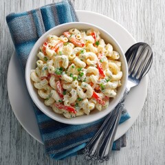 Creamy macaroni salad in a bowl