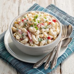 Creamy pasta salad in a bowl (3)