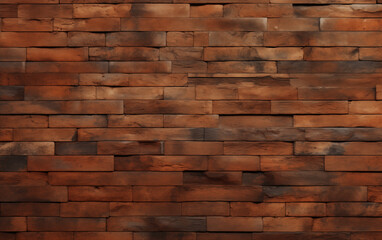Obraz premium A full frame view of a brown and orange brick wall with a rough texture
