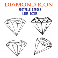 
Diamond Line Art Vector Icon Illustration with Editable Stroke - diamond, gem, jewel, vector, icon, line, illustration, editable, perfect for logos and icons
