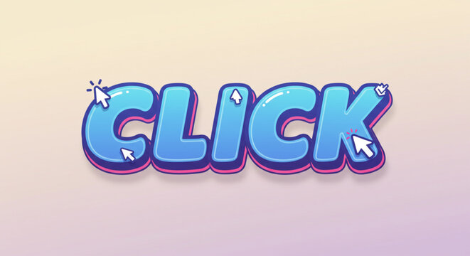 Click A Vibrant, Playful Text Design with Cartoonish Cursors