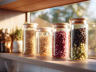 beans in a glass jars