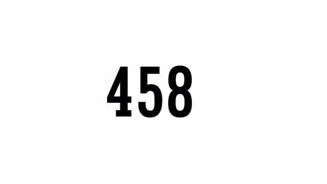 Counting numbers 500 to 0 digital clock or timer display with decimal point on white background.4k Video