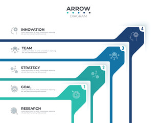 Steps growth infographic template. Steps upward diagram for business presentation, website,banner