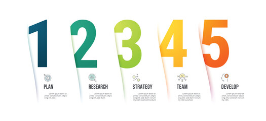 Vector Infographic arrow design with 5 options or steps. Infographics for business concept. Can be used for presentations banner, workflow layout, process diagram, flow chart, info graph