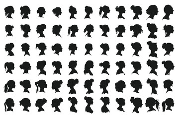 women hair style silhouette vector set photo