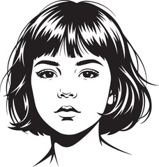  Black and White Portrait of a Woman with Bob Haircut