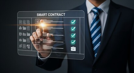 Smart contract technology blockchain business automation digital agreement innovation concept design process flow