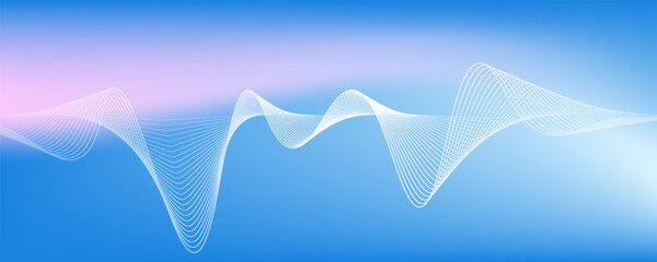 Abstract glowing wave lines on dark blue background. Dynamic wave pattern. Modern flowing wavy lines. Futuristic technology concept.