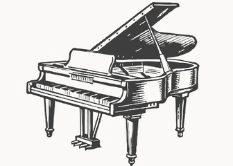 piano vector graphic design clipart vintage style Minimalist concept vector illustration © MdFiroza