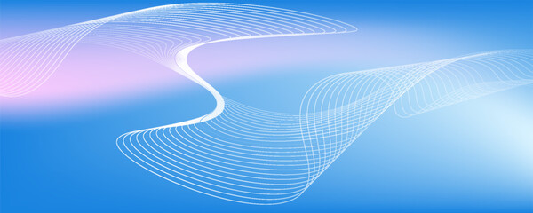 Abstract glowing wave lines on dark blue background. Dynamic wave pattern. Modern flowing wavy lines. Futuristic technology concept.