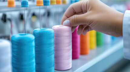 Garment factory, Thread strength test conducted in a lab to assess durability and performance of materials.