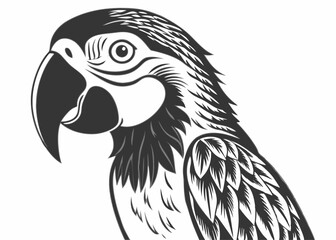 Macaw flying bird vintage style Minimalist concept vector illustration