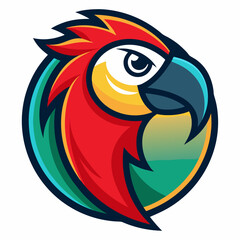 Parrot bird icon. Cute green parrot pet. Exotic tropical animal mascot logo design