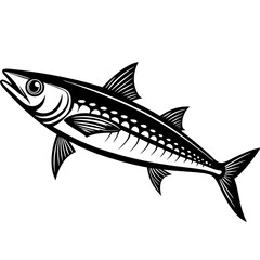 Albacore tuna fish Silhouette sketch line art vector illustration