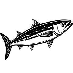 Fototapeta premium Albacore tuna fish Silhouette sketch line art vector illustration